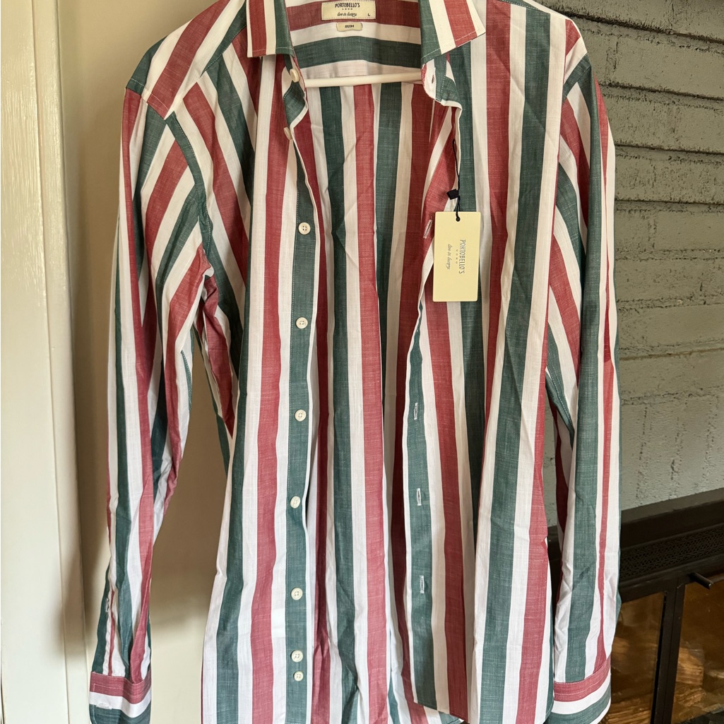 European Brand Portobellos Uomo Striped Button Down Shirt